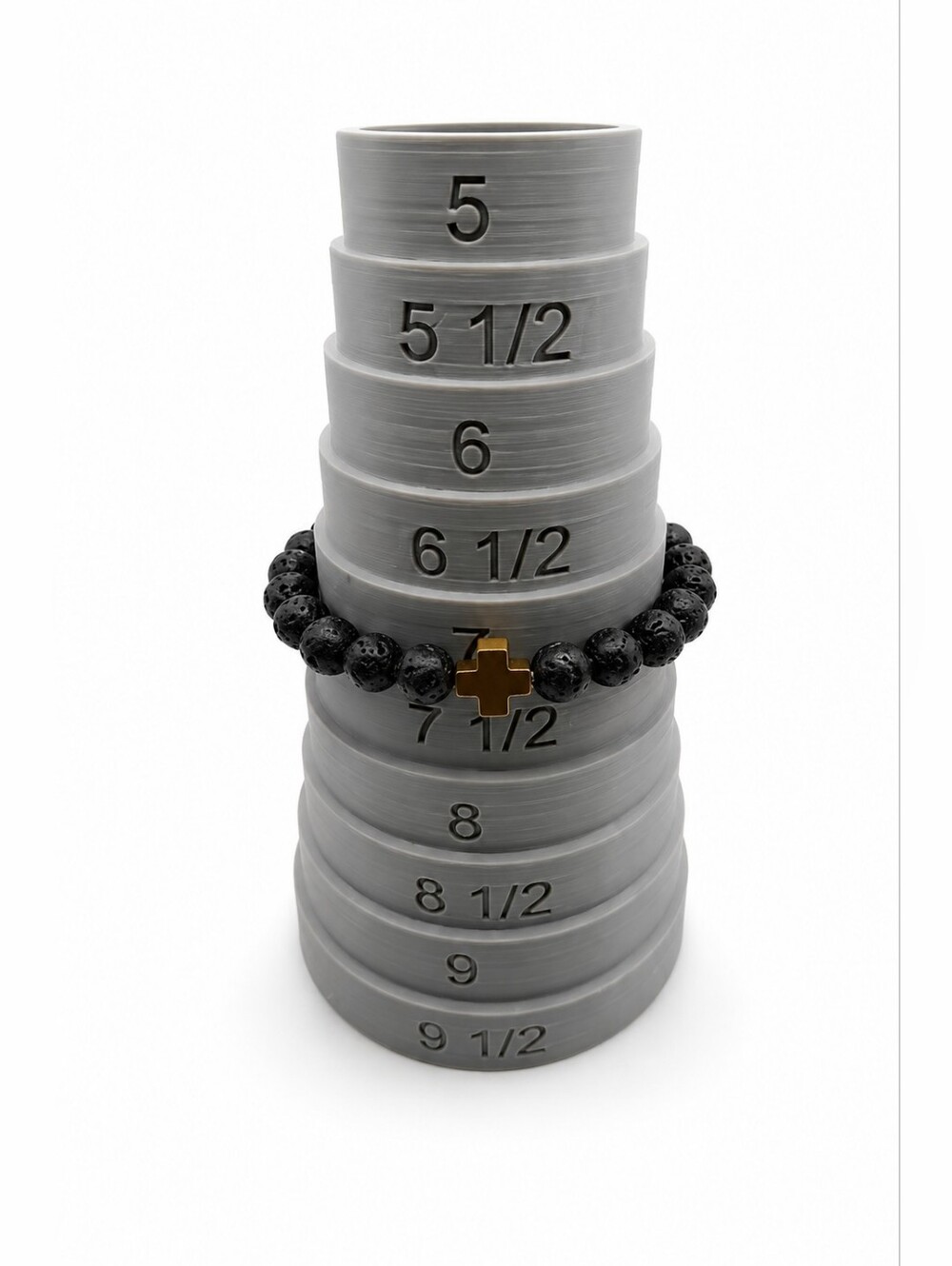 Mens Black Lava Rock Stone Bead Bracelet Gold Cross Charm Religious Jewelry OS - Picture 2 of 2